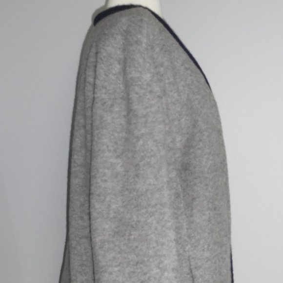 J.Crew Boiled Wool Sweater Knit Wrap Tie Gray Winter Fall Jacket Coat - Picture 7 of 11